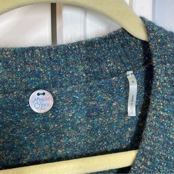 Margaret O'Leary Speckled Forest Green V-Neck Sweater womens Medium iconic style - Picture 2 of 7